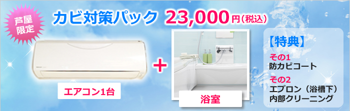 カビ対策パック エアコン1台と浴室クリーニング