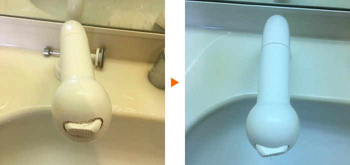 洗面台シャワーヘッドのクリーニング例