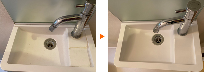 トイレ便器縁の汚れの除去例