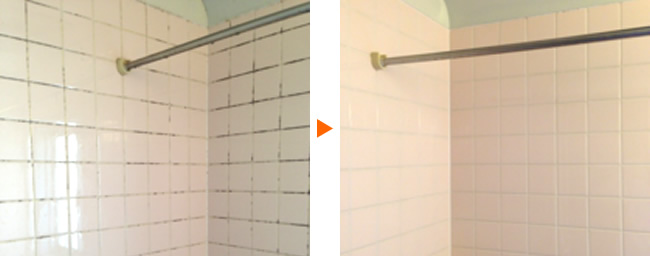 兵庫県芦屋市の浴室壁のカビ除去